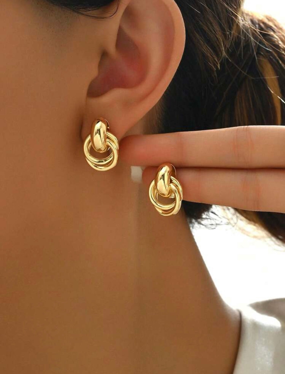 Hollow circle double layers wrap earrings.